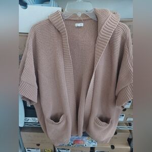 Aerie Tan Hooded Cardigan xs